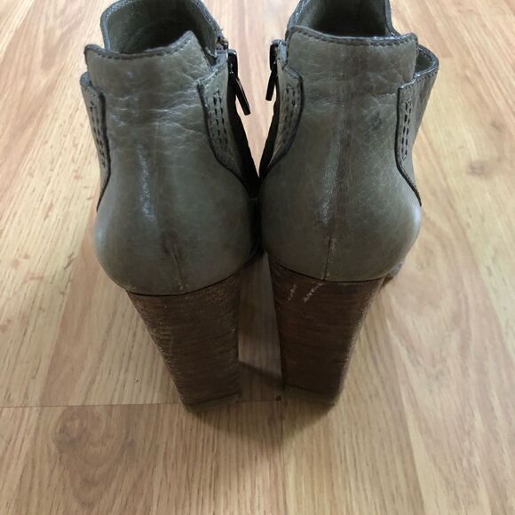 Alexander Wang Green Gray Ankle Boots Booties Heeled Zip Leather EU 38 US 7.5 - Picture 5 of 14